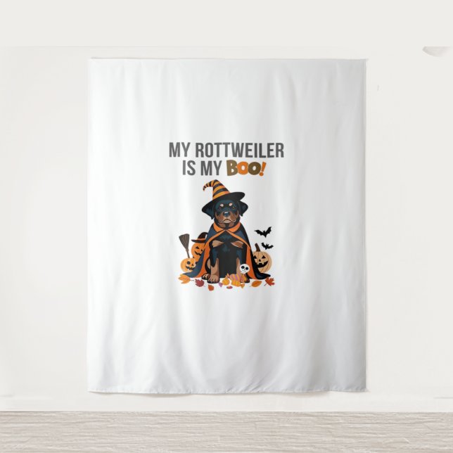 Tapiz El disfraz de rottweiler de Halloween Mi Rottweile (Anverso)
