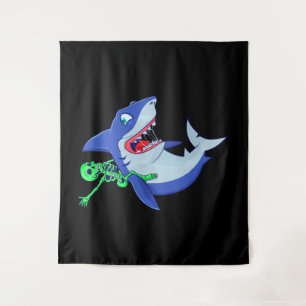 Tapiz El esqueleto de Halloween de los tiburones en bici