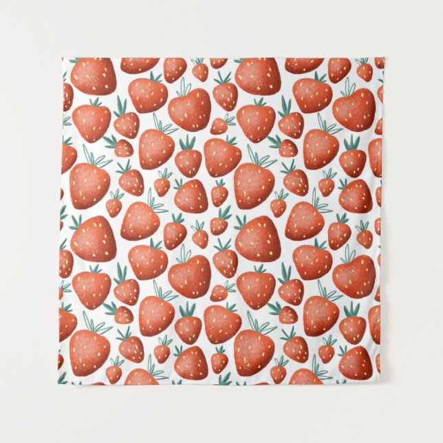 Tapiz El fondo blanco de las fresas rojas es impecable (Anverso)