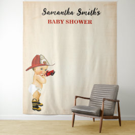 Tapiz El fondo de Baby Shower del pequeño bombero