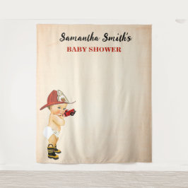 Tapiz El fondo de Baby Shower del pequeño bombero