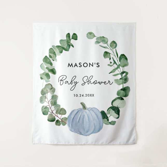 Tapiz El fondo de Baby Shower del pequeño niño calabaza (Anverso)