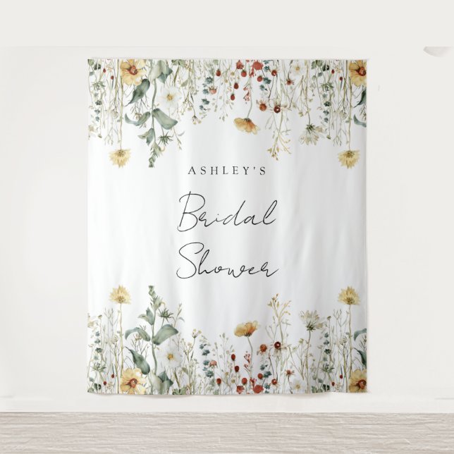 Tapiz El fondo de la ducha de la novia en el campo de fl (Anverso)