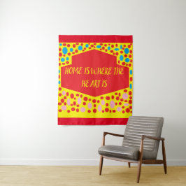 Tapiz El hogar es donde el corazón está rojo con verde a