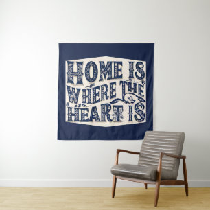 Tapiz El hogar es donde está el corazón (fondo azul)