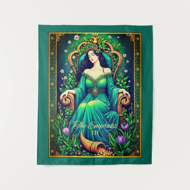 Tapiz El Ilustracion de la tarjeta Tarot, la emperatriz (Anverso)