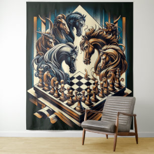 Tapiz El juego de los caballeros - el ajedrez se encuent
