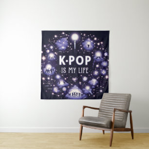 Tapiz El K-pop es mi vida flotando entre las estrellas