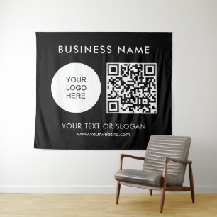Tapiz El logotipo de código QR Fiesta de texto Seminario
