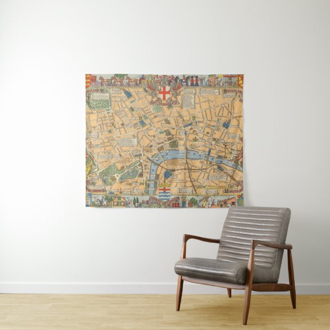 Tapiz El mapa de los niños de Londres, Inglaterra (In situ (horizontal))