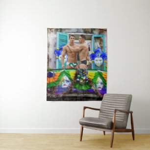 Tapiz El Mardi Gras de SlipperyJoe enmascara abalorios d