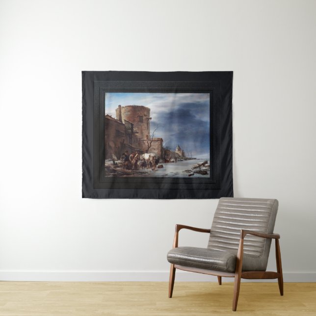 Tapiz El muro urbano de Haarlem en invierno (In situ (horizontal))