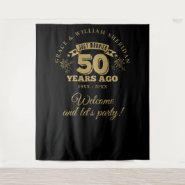 Tapiz El oro recién casado con fondo fotográfico de 50 a