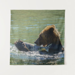 Tapiz El Oso Grizzly Atrapó Un Salmón