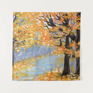 Tapiz El paisaje otoñal de Gouache. Caída de oro en un v