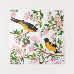 Tapiz El patrón es con pájaros y flores. Es creativo