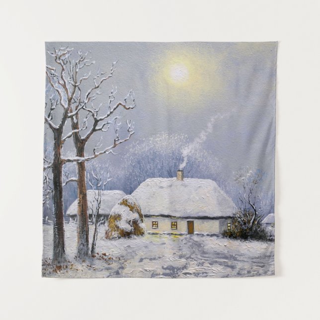 Tapiz El petróleo pinta el paisaje rural. Invierno. Pueb (Anverso)