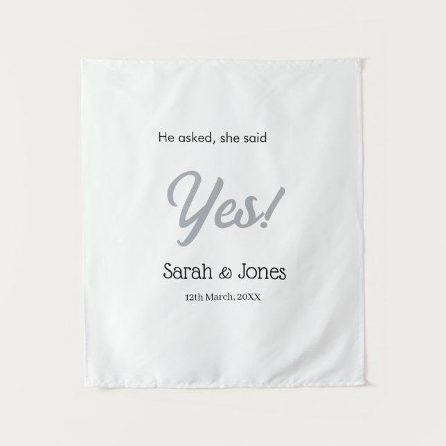 Tapiz Él preguntó ella dijo que sí compromiso simple pla (Anverso)