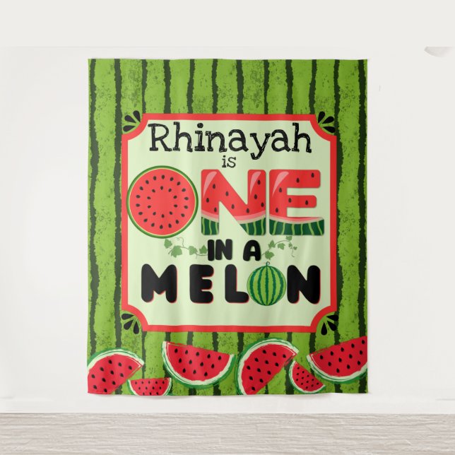Tapiz El primer cumpleaños de ONE in a Melon Watermelon (Anverso)
