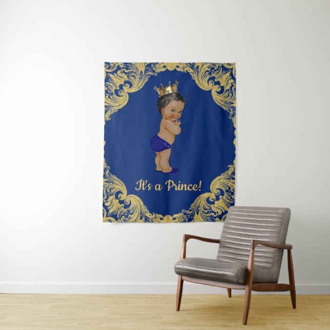 Tapiz El príncipe afroamericano Baby Shower trasfondo (In situ)