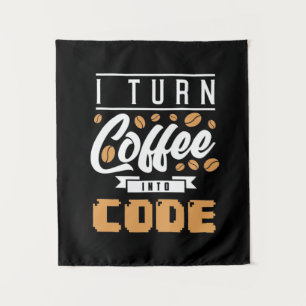 Tapiz El programador convierte el café en código