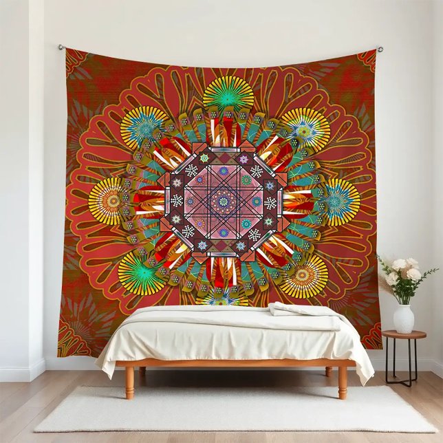 Tapiz El rojo floral del filtro de Mandala escudero Mani (Subido por el creador)