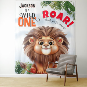 Tapiz El Safari Lion Wild One Kids Aniversario del fondo