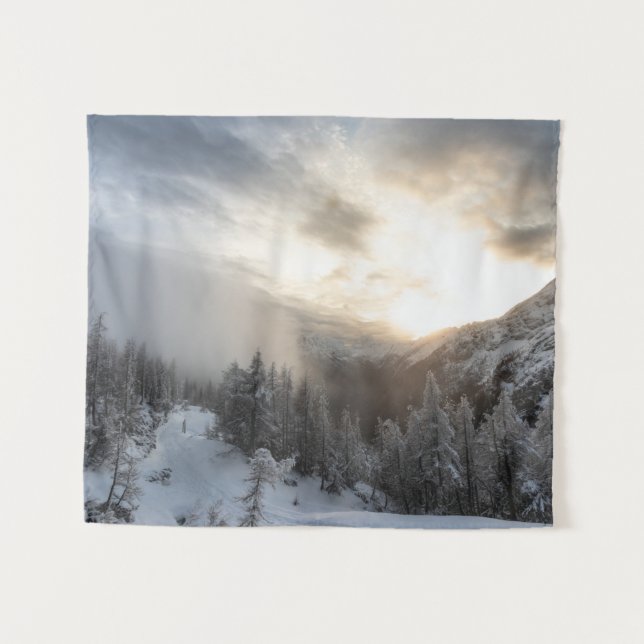 Tapiz El sol brilla en un impresionante paisaje invernal (Anverso (horizontal))