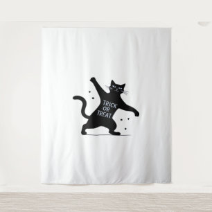 Tapiz El trineo o el árbol Spooktacular del gato negro b