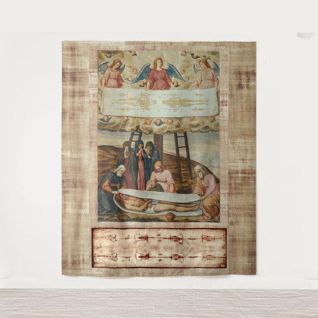 Tapiz El velo de Jesús de Turín y la descendencia de la  (Anverso)