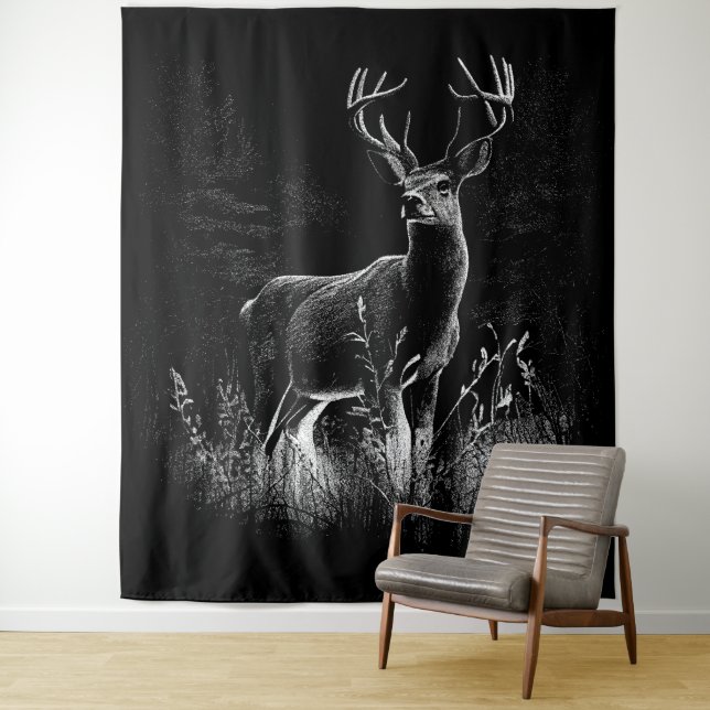Tapiz El venado majestuoso en la naturaleza - Arte blanc (In situ)