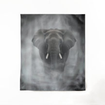 Elefante africano en niebla brumosa serena impasto