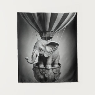 Tapiz Elefante bebé en un globo de aire caliente