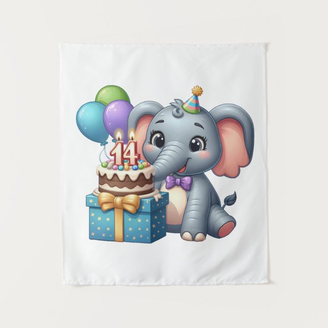 Tapiz Elefante cumpleaños 14 (Anverso)