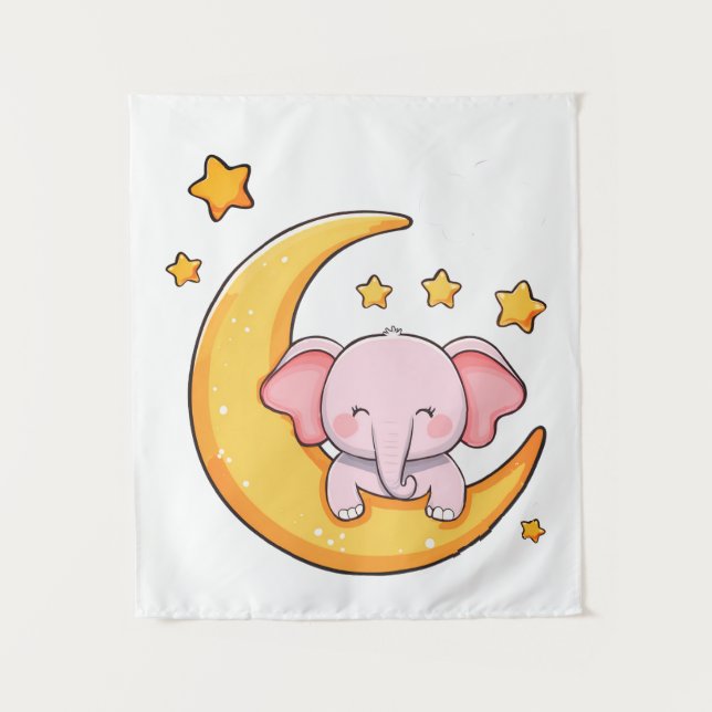 Tapiz Elefante de bebé rosa (Anverso)