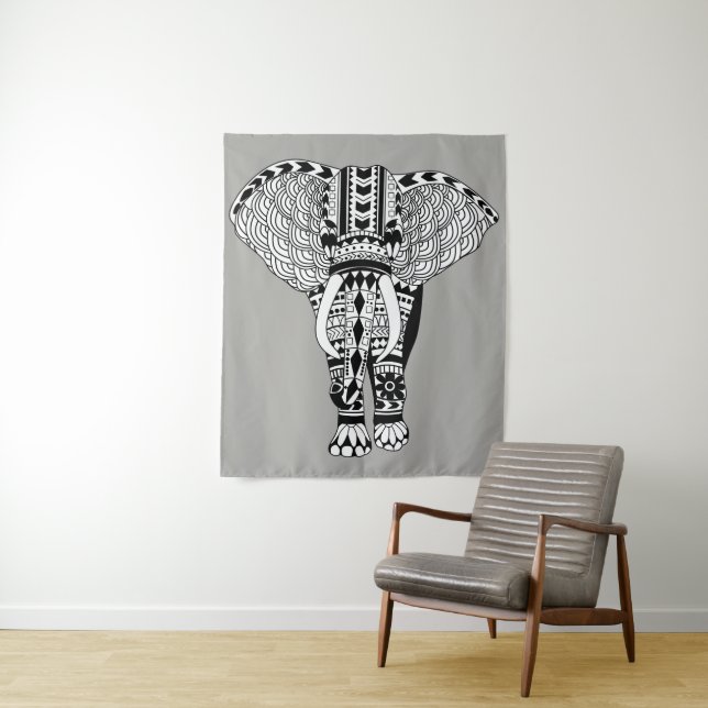 Tapiz Elefante de la tribu bohemia moderna (In situ)