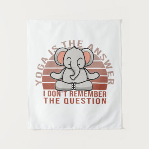 Tapiz Elefante divertido y lindo haciendo yoga. diseño d