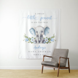 Tapiz Elefante Floral Azul acuarela Bebé Niño Ducha
