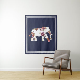 Tapiz Elefante floral bohemio y marco doble