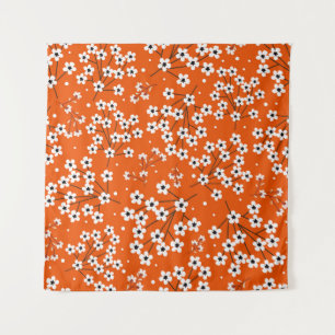 Tapiz Elegancia asiática: Impresión sin foco floral roja