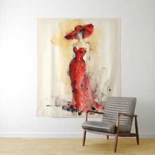 Tapiz Elegancia Atemporal – Arte de Retrato de Mujer Abs