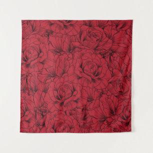 Tapiz Elegancia de rosas rojas vintage