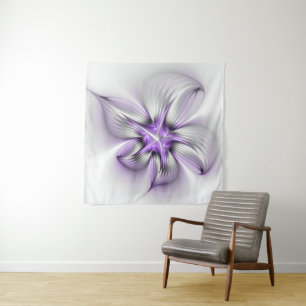 Tapiz Elegancia floral arte contemporáneo abstracto viol