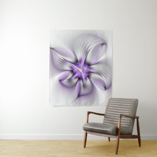 Tapiz Elegancia floral moderna arte abstracto violeta fr