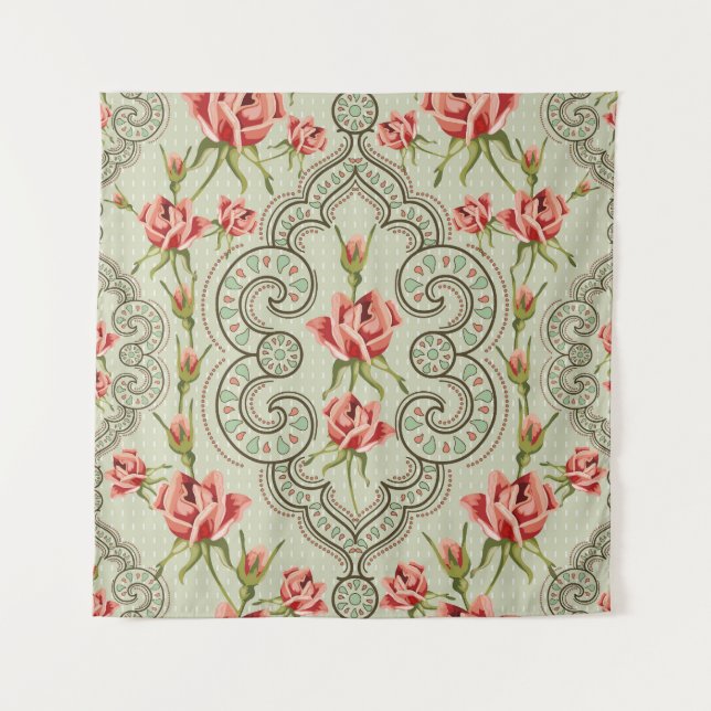Tapiz Elegancia Floral: Vintage Fondo Seamless. (Anverso)