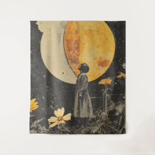Tapiz Elegancia iluminada por luna - Mujer con luna