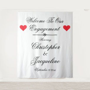 Tapiz Elegant Engagement Party Custom Name Cute fondo