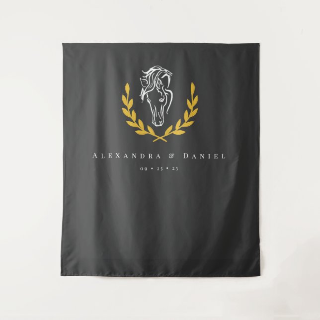 Tapiz Elegant Equestrian Wedding Backdrop Tapestry (Anverso)