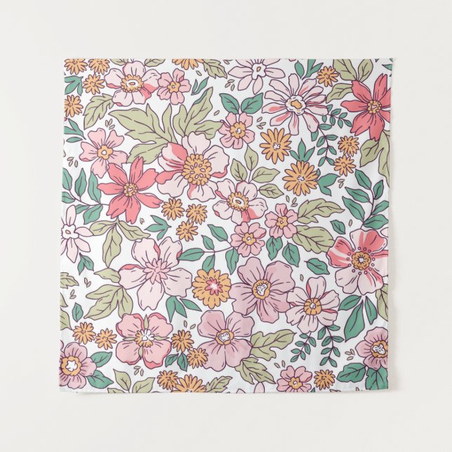 Tapiz Elegant floral pattern in small hand draw flower.  (Anverso)