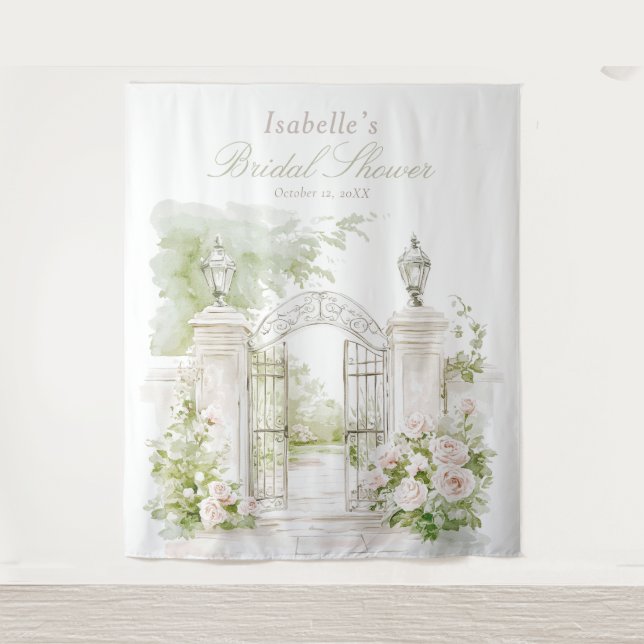 Tapiz Elegant French Chateau Pastel Bridal Garden  (Anverso)